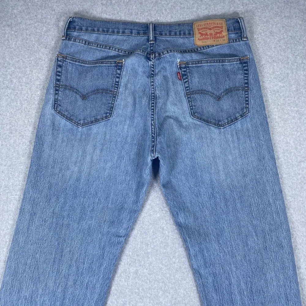 Levi's 505 Regular Fit Jeans Mens 34x34 Blue Straight Leg Stretch Denim